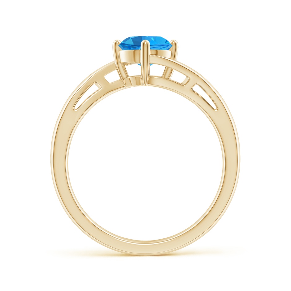 6mm AAAA Classic Round Swiss Blue Topaz Solitaire Bypass Ring in Yellow Gold side-1