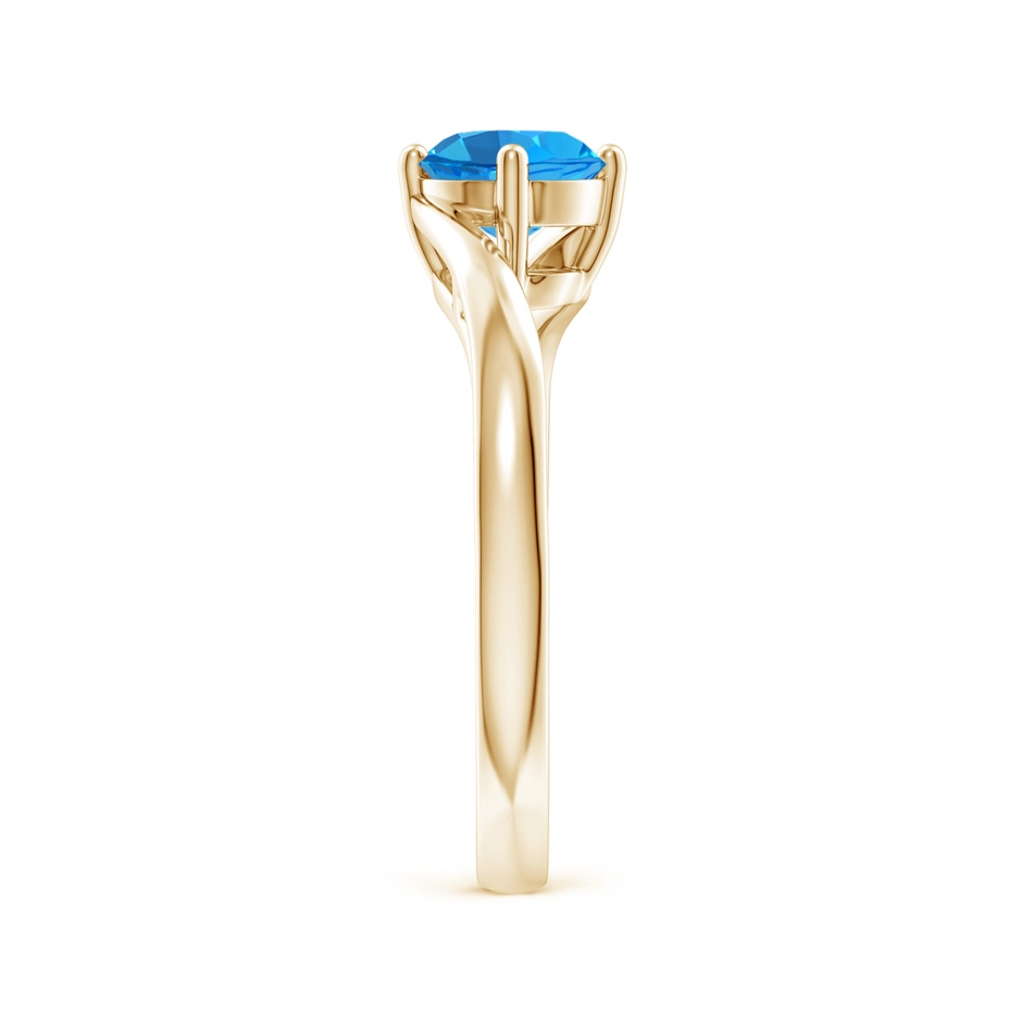 6mm AAAA Classic Round Swiss Blue Topaz Solitaire Bypass Ring in Yellow Gold side-2