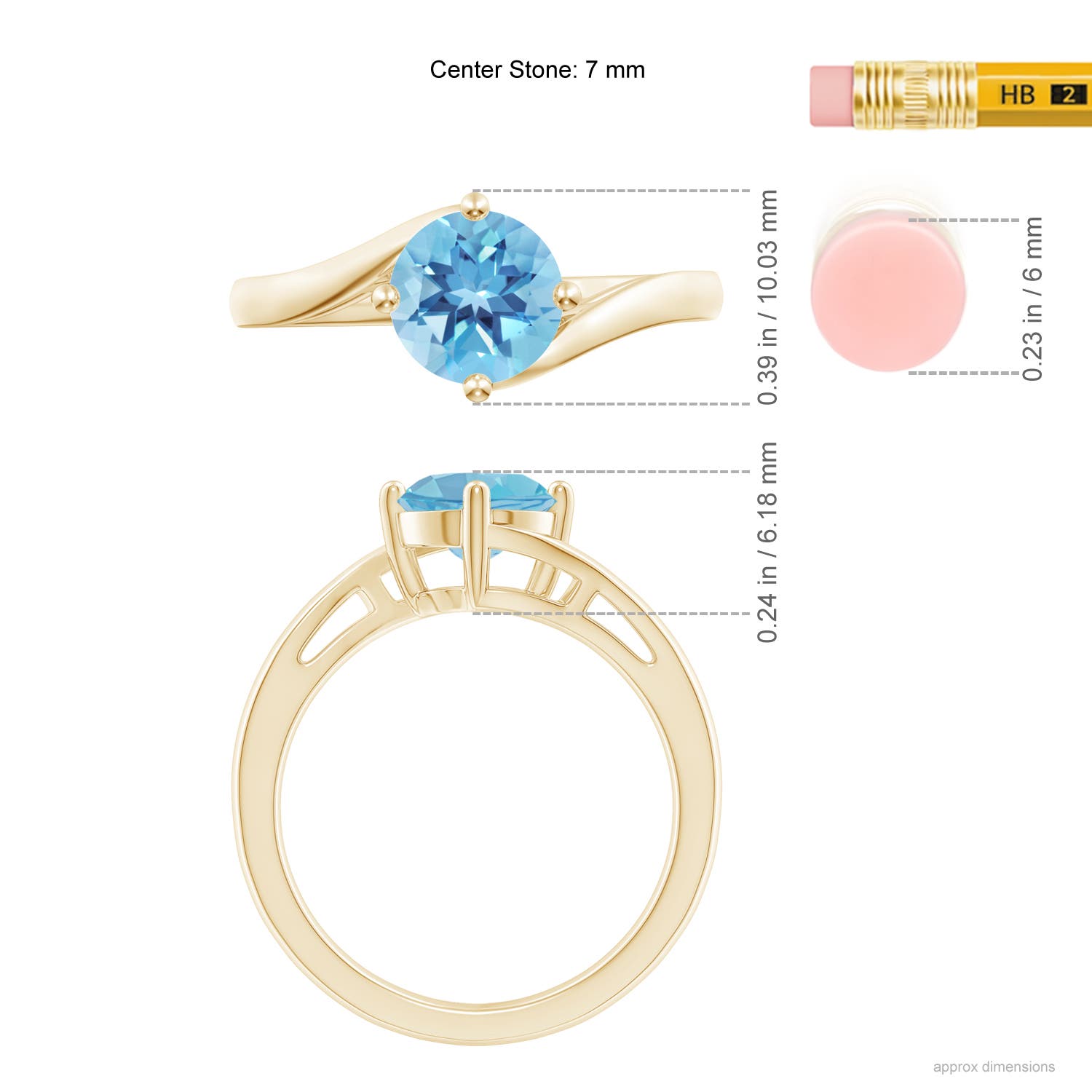 A - Swiss Blue Topaz / 1.55 CT / 14 KT Yellow Gold