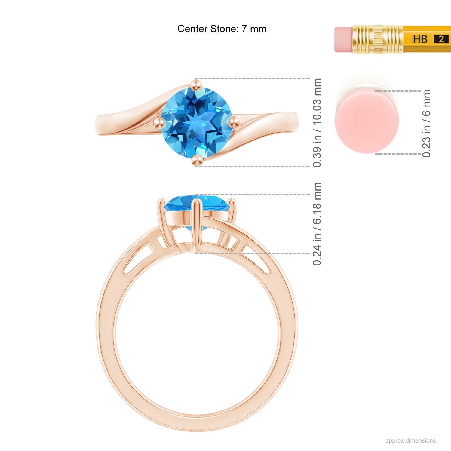 AAA - Swiss Blue Topaz / 1.55 CT / 14 KT Rose Gold