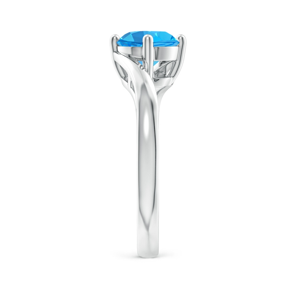 7mm AAA Classic Round Swiss Blue Topaz Solitaire Bypass Ring in White Gold side-2
