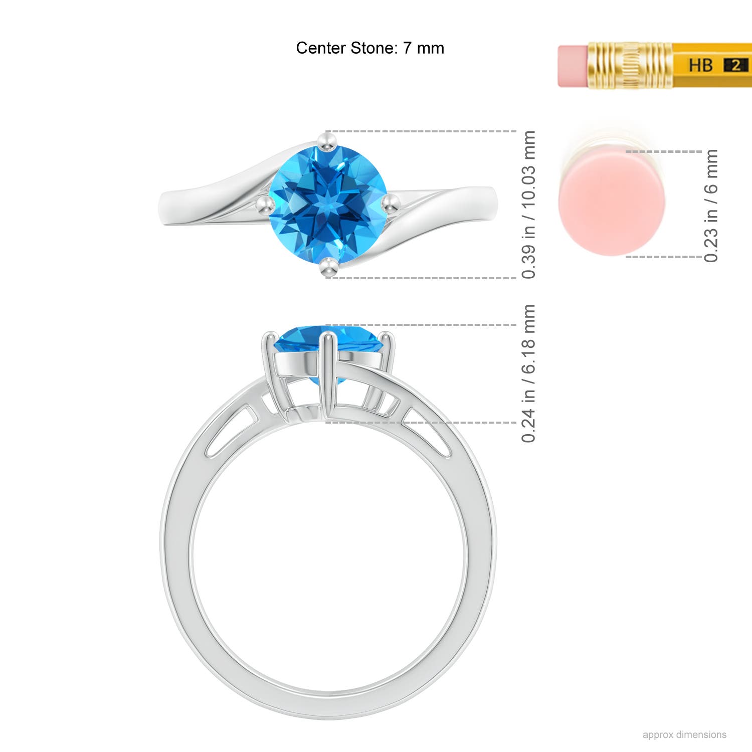 AAAA - Swiss Blue Topaz / 1.55 CT / 14 KT White Gold