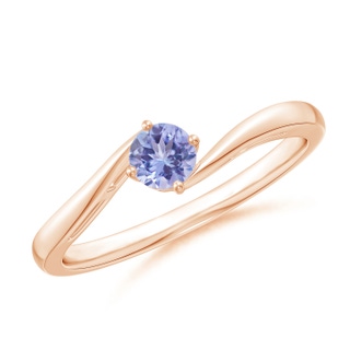 4mm AA Classic Round Tanzanite Solitaire Bypass Ring in 9K Rose Gold