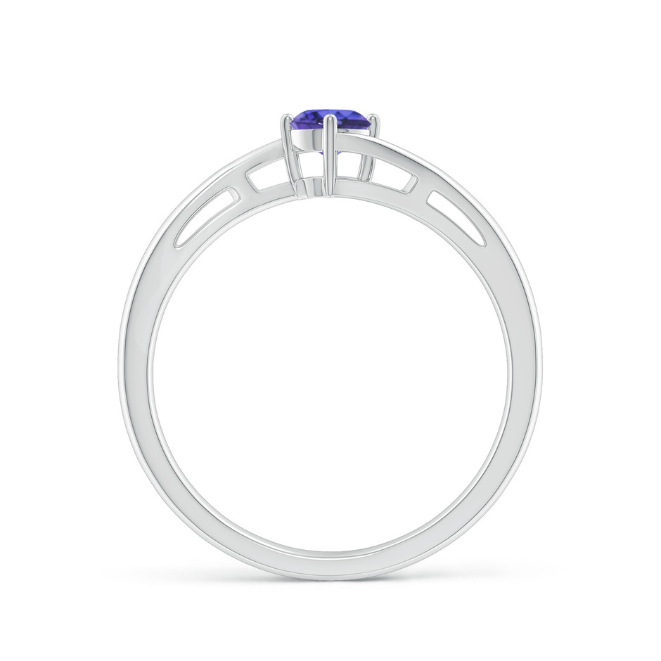 4mm AAA Classic Round Tanzanite Solitaire Bypass Ring in White Gold side 199