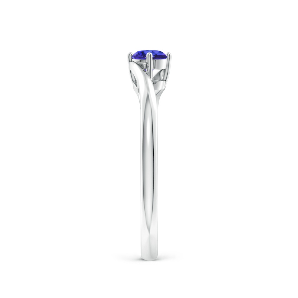 4mm AAAA Classic Round Tanzanite Solitaire Bypass Ring in P950 Platinum Side-2