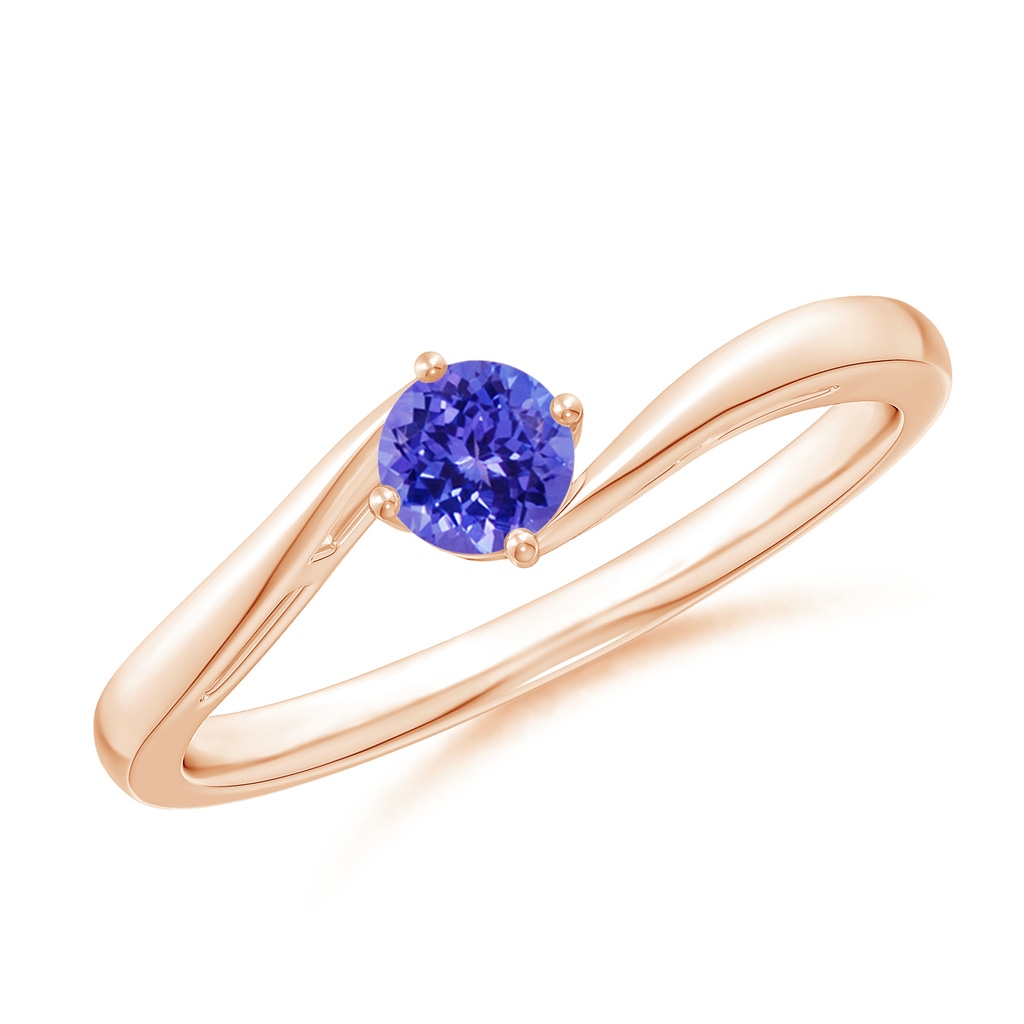 4mm AAAA Classic Round Tanzanite Solitaire Bypass Ring in Rose Gold