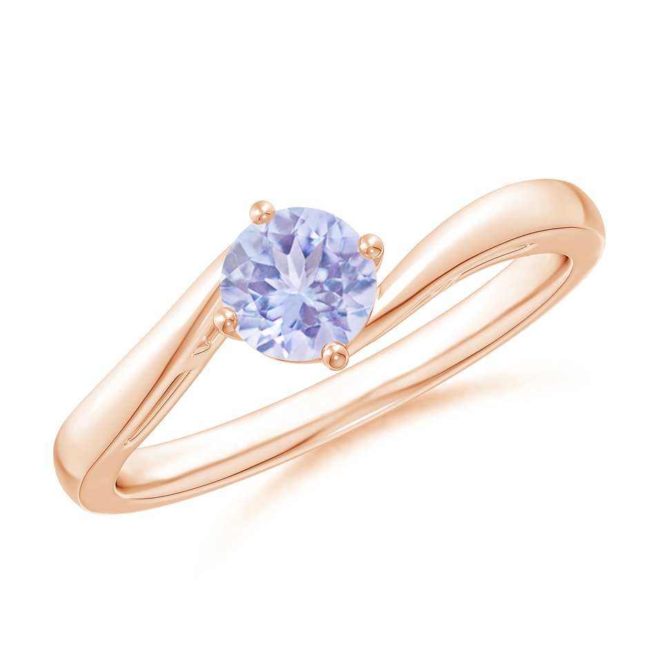 5mm A Classic Round Tanzanite Solitaire Bypass Ring in Rose Gold 