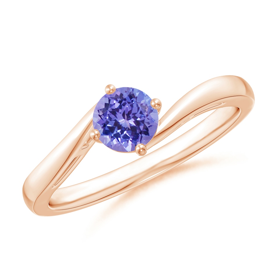 5mm AAA Classic Round Tanzanite Solitaire Bypass Ring in Rose Gold 