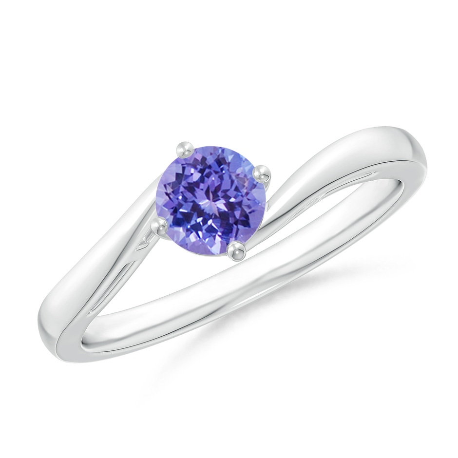 5mm AAA Classic Round Tanzanite Solitaire Bypass Ring in White Gold 