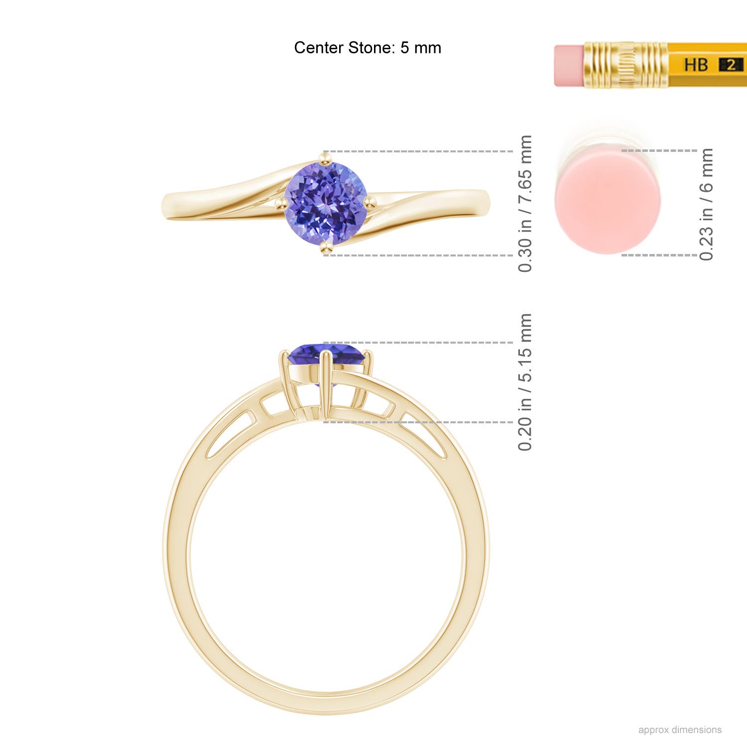 AAA - Tanzanite / 0.5 CT / 14 KT Yellow Gold