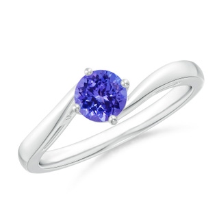 5mm AAAA Classic Round Tanzanite Solitaire Bypass Ring in White Gold