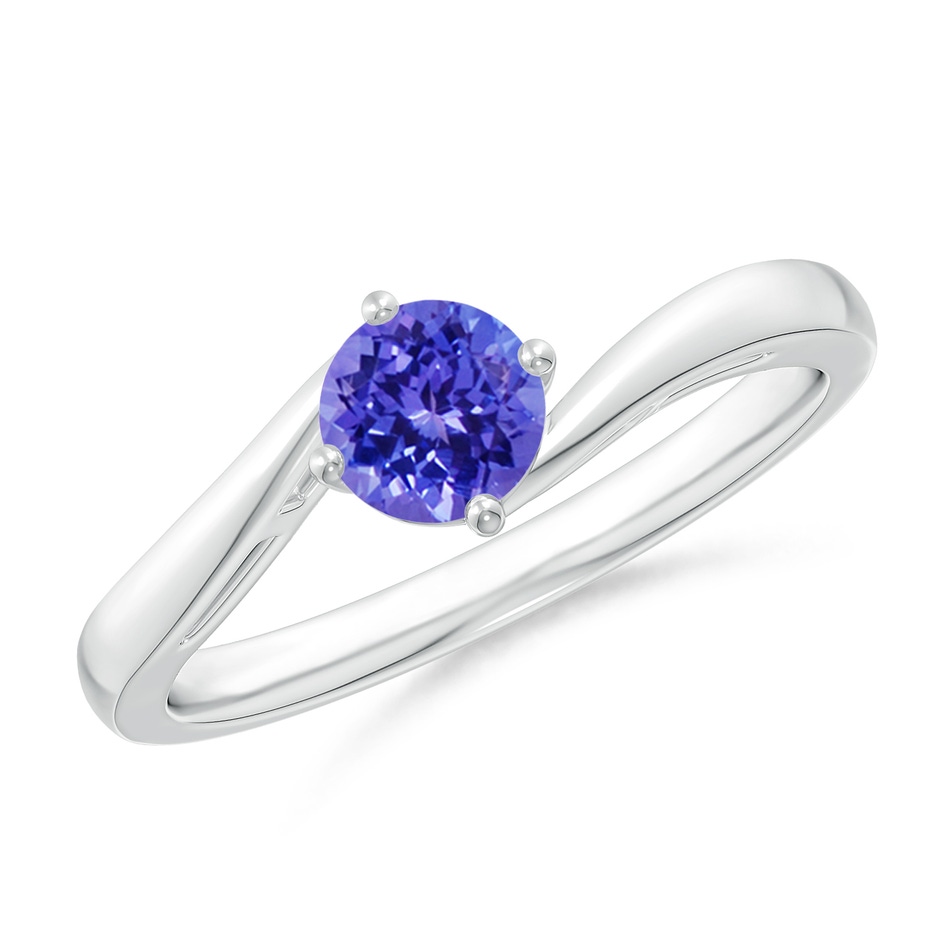 5mm AAAA Classic Round Tanzanite Solitaire Bypass Ring in White Gold 