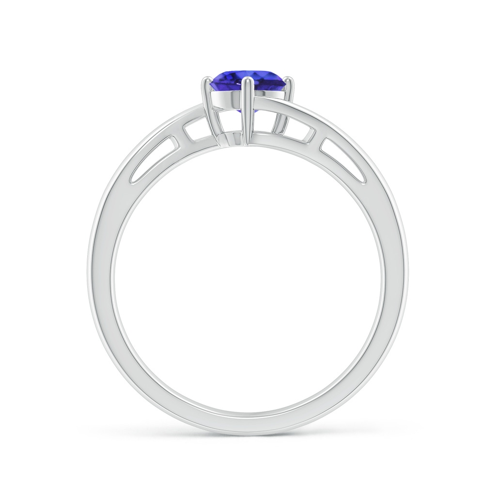 5mm AAAA Classic Round Tanzanite Solitaire Bypass Ring in White Gold Side-1