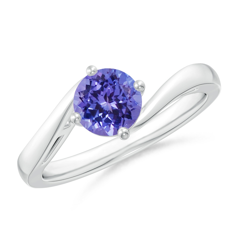 6mm AA Classic Round Tanzanite Solitaire Bypass Ring in White Gold 