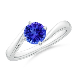 6mm AAA Classic Round Tanzanite Solitaire Bypass Ring in White Gold