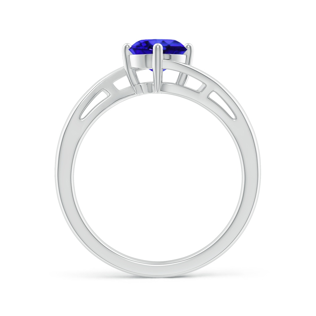 6mm AAA Classic Round Tanzanite Solitaire Bypass Ring in White Gold Side-1