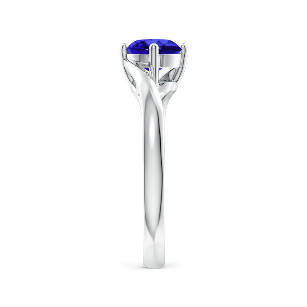 6mm AAA Classic Round Tanzanite Solitaire Bypass Ring in White Gold Side-2