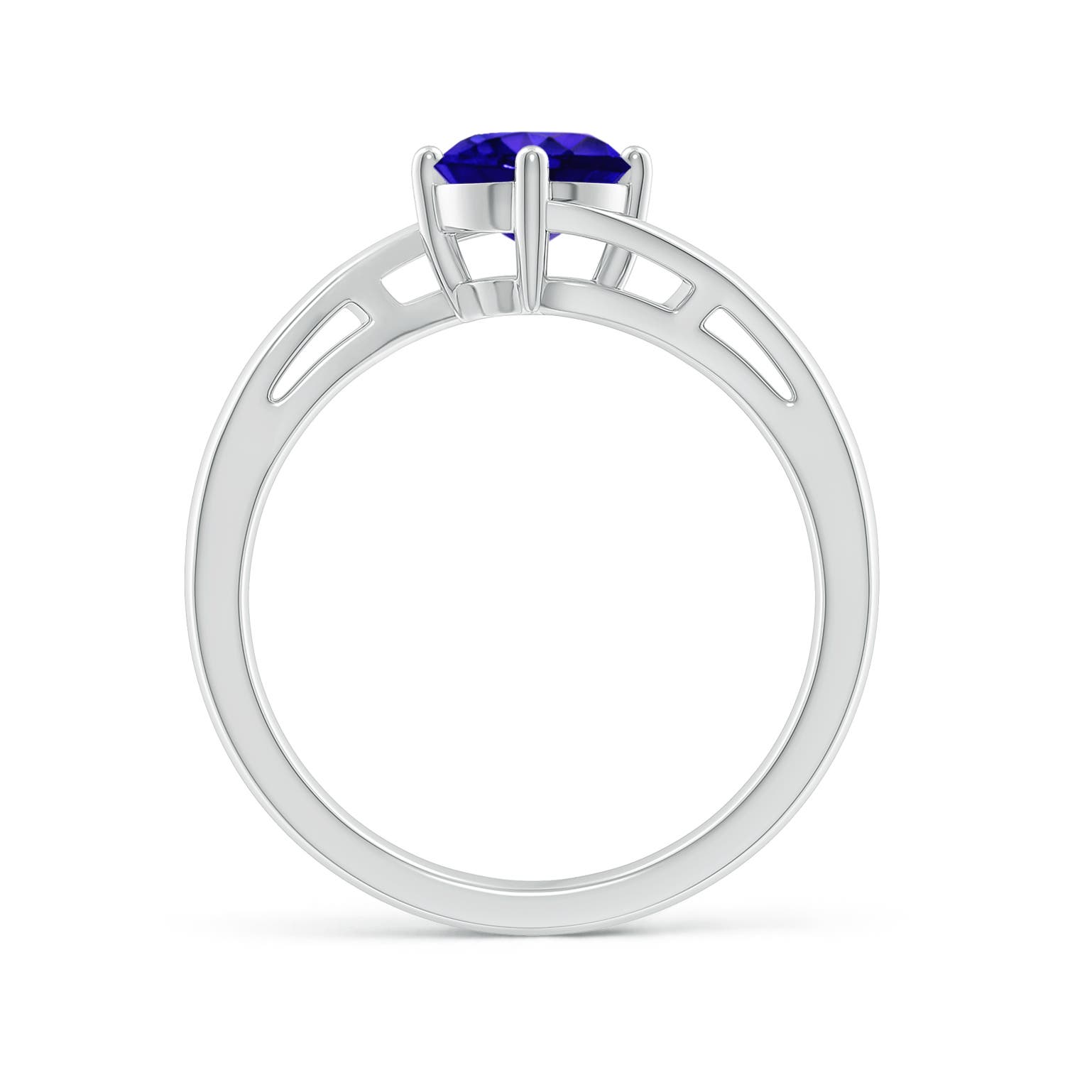 6mm AAAA Classic Round Tanzanite Solitaire Bypass Ring in 18K White Gold