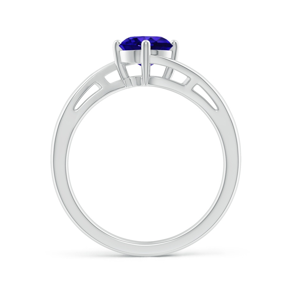 6mm AAAA Classic Round Tanzanite Solitaire Bypass Ring in White Gold side-1