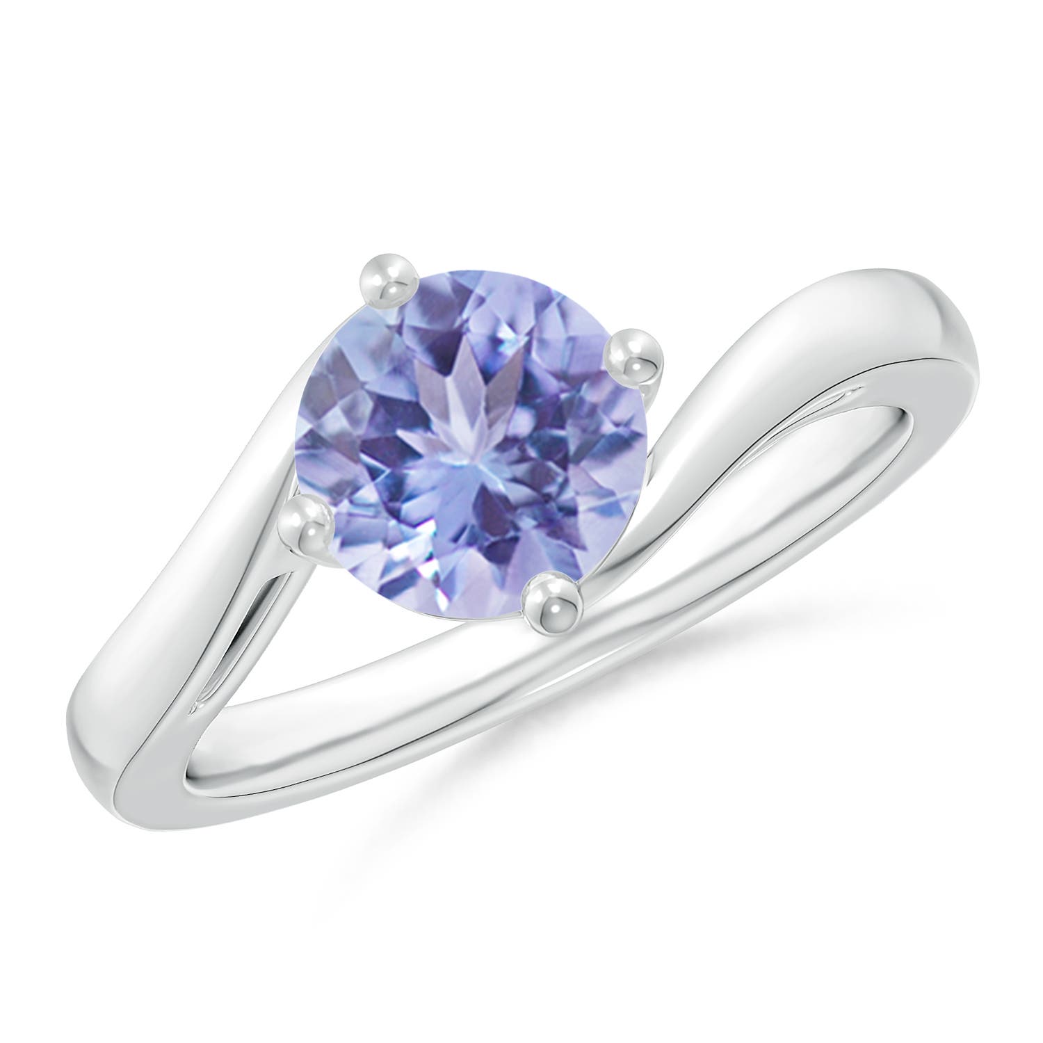 7mm A Classic Round Tanzanite Solitaire Bypass Ring in P950 Platinum