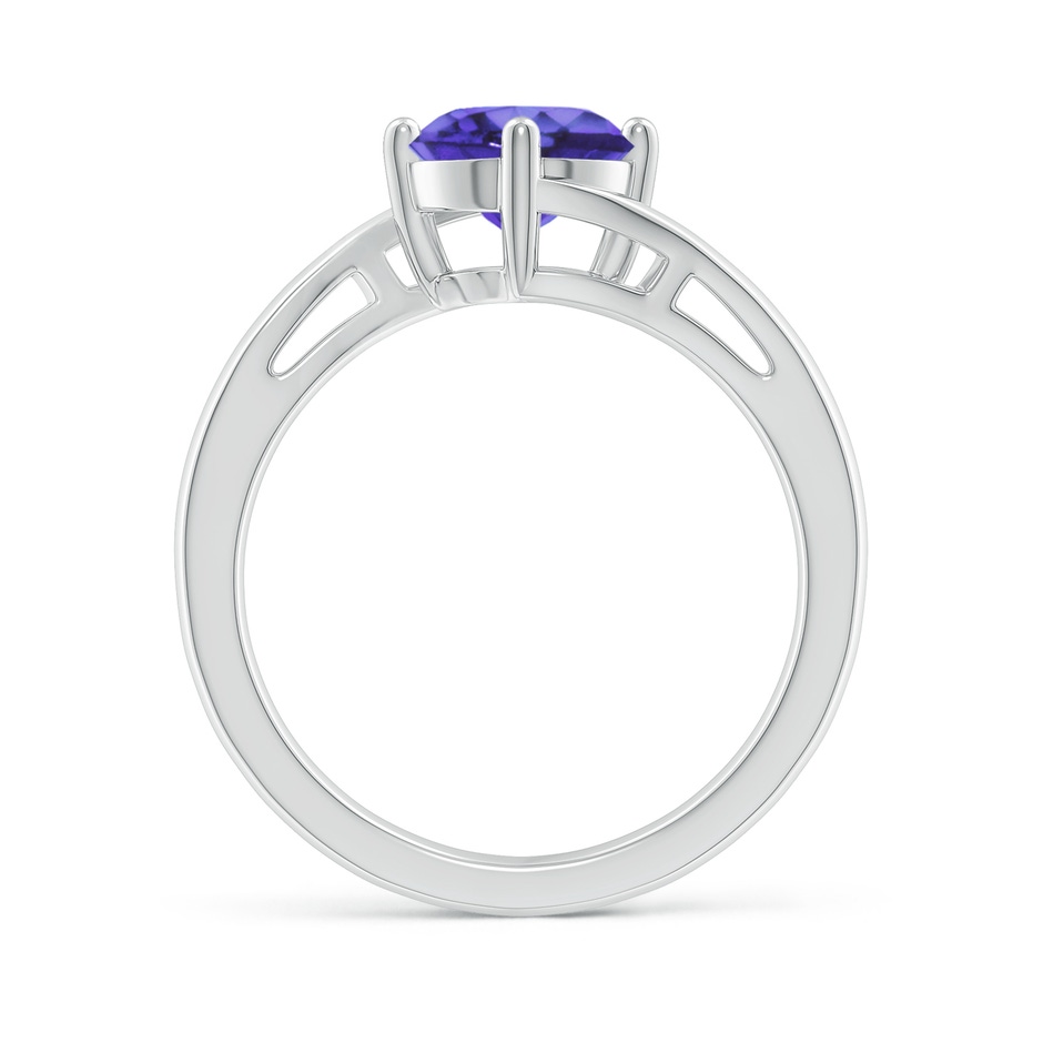 7mm AA Classic Round Tanzanite Solitaire Bypass Ring in 18K White Gold side 199