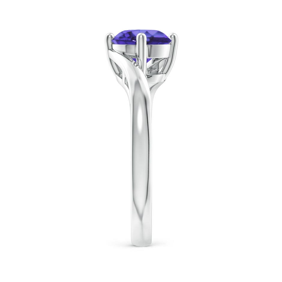 7mm AA Classic Round Tanzanite Solitaire Bypass Ring in 18K White Gold side 299