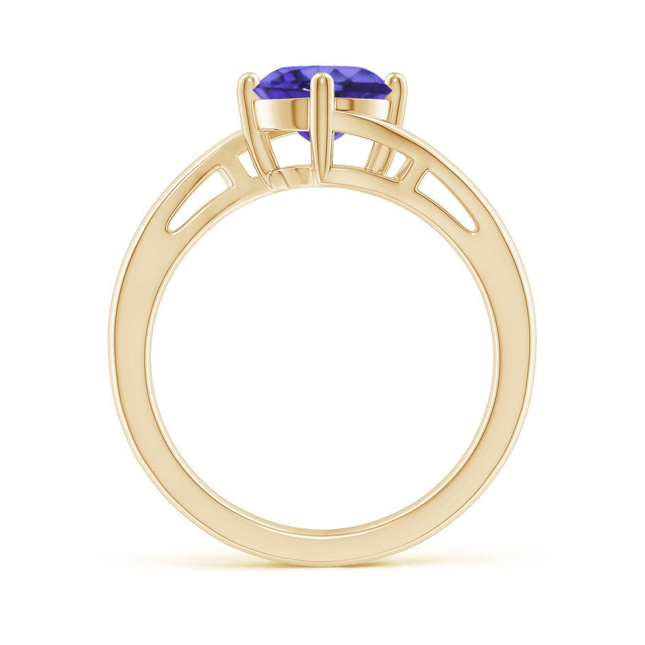 7mm AA Classic Round Tanzanite Solitaire Bypass Ring in Yellow Gold side 199