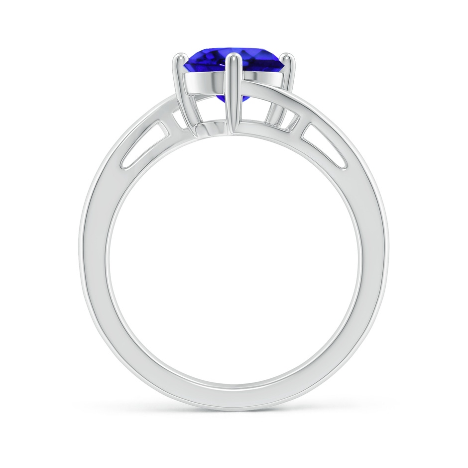 7mm AAA Classic Round Tanzanite Solitaire Bypass Ring in 18K White Gold side 199