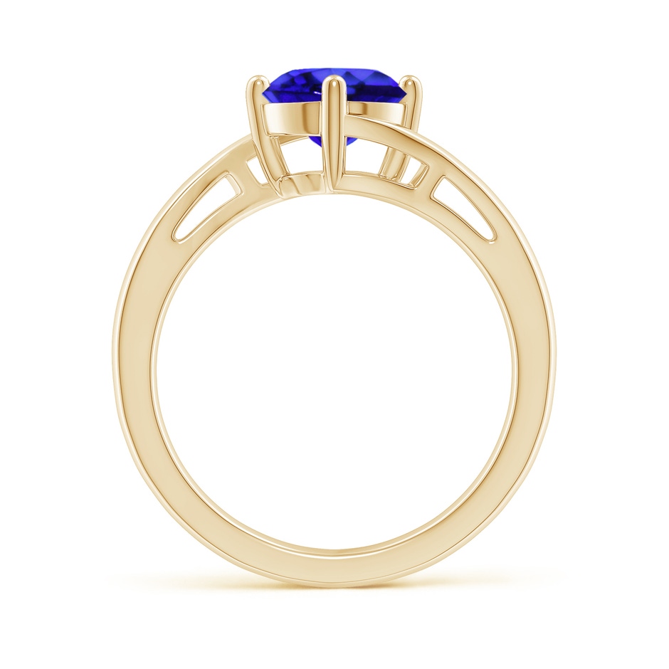 7mm AAA Classic Round Tanzanite Solitaire Bypass Ring in Yellow Gold side 199