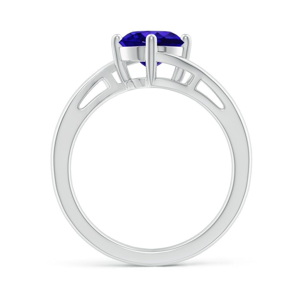 7mm AAAA Classic Round Tanzanite Solitaire Bypass Ring in P950 Platinum Side-1