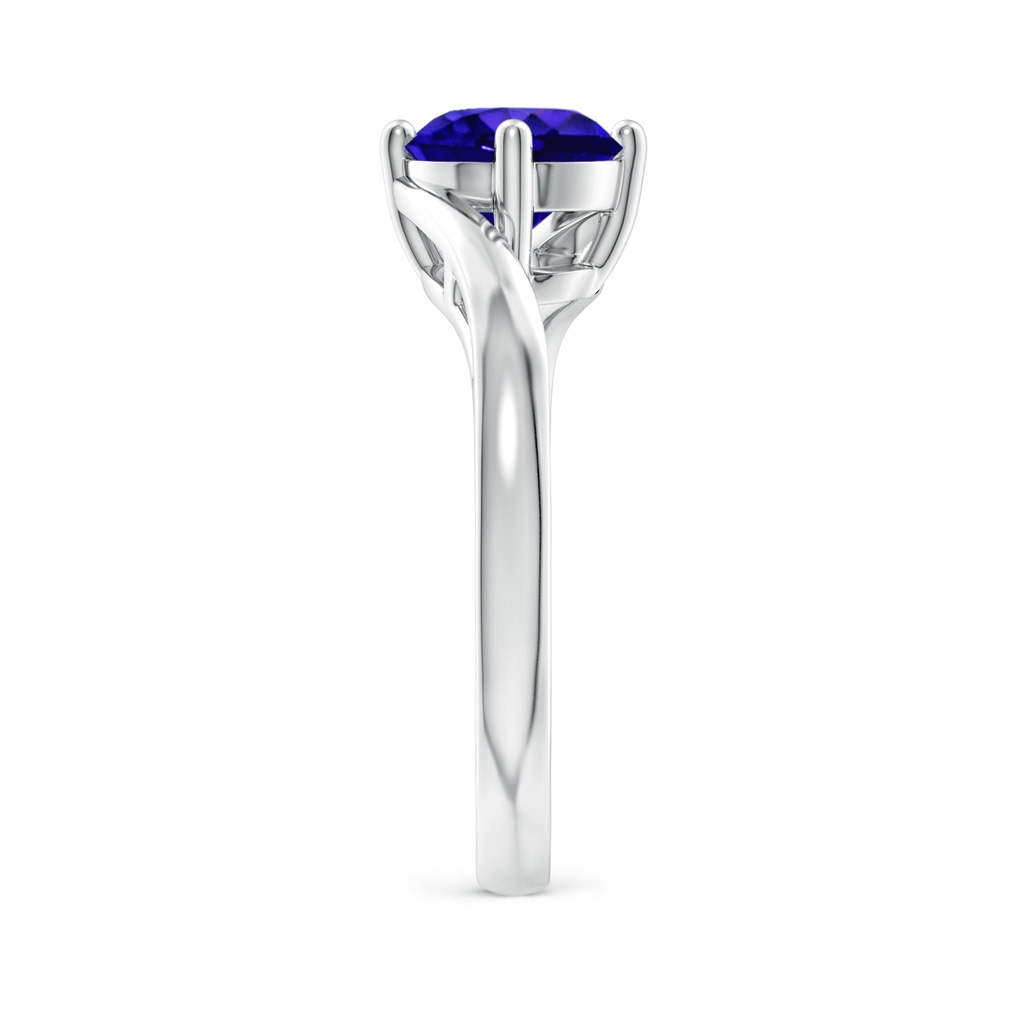 7mm AAAA Classic Round Tanzanite Solitaire Bypass Ring in P950 Platinum Side-2