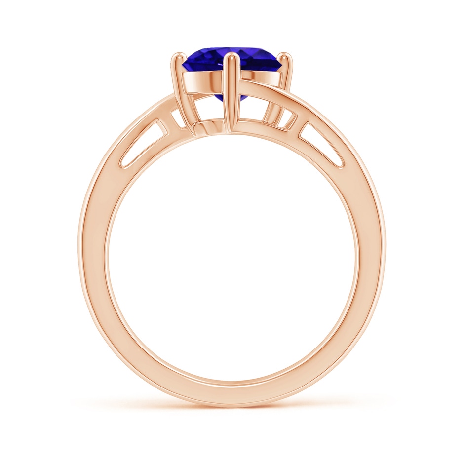 7mm AAAA Classic Round Tanzanite Solitaire Bypass Ring in Rose Gold side 199