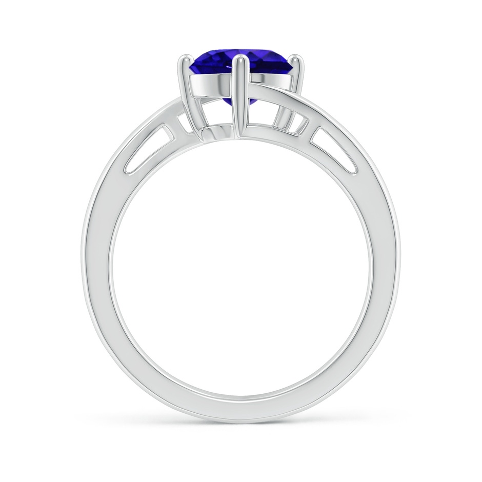 7mm AAAA Classic Round Tanzanite Solitaire Bypass Ring in White Gold Side-1