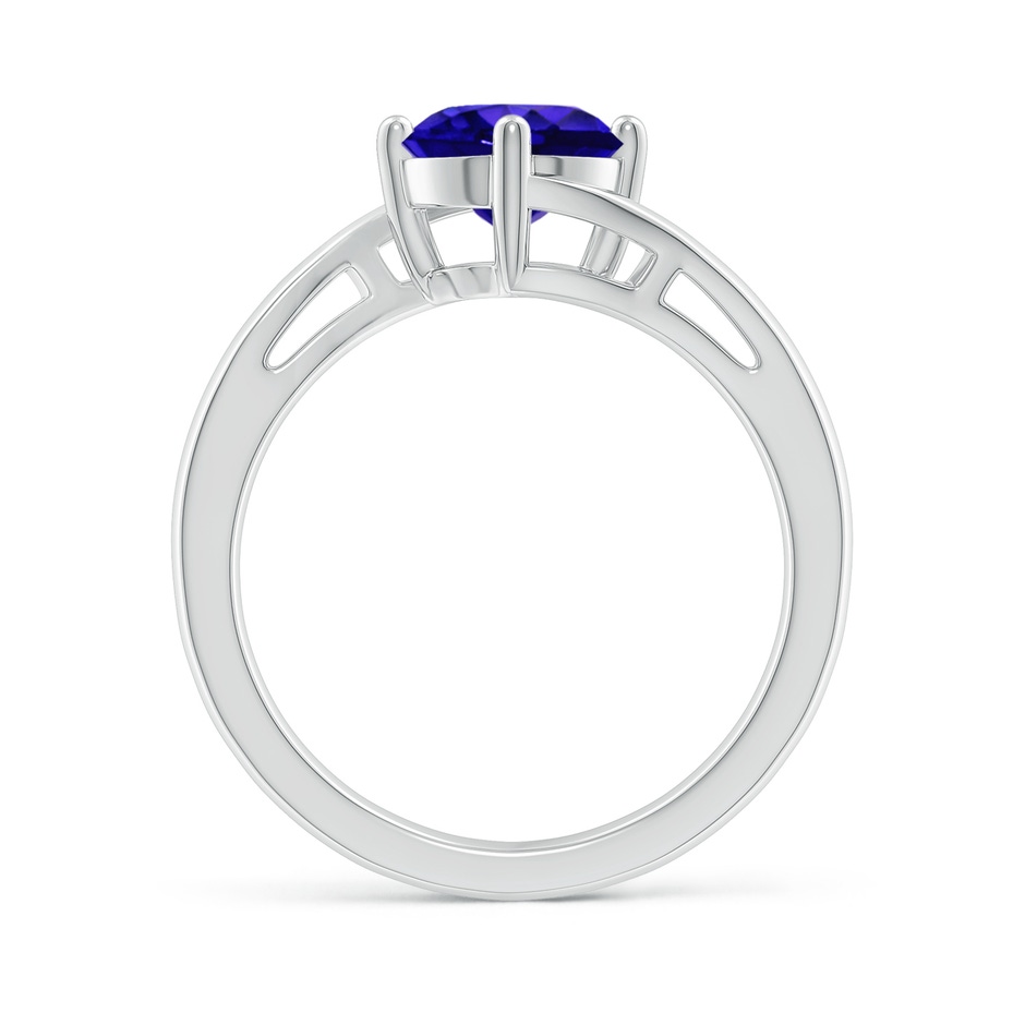 7mm AAAA Classic Round Tanzanite Solitaire Bypass Ring in White Gold side 199