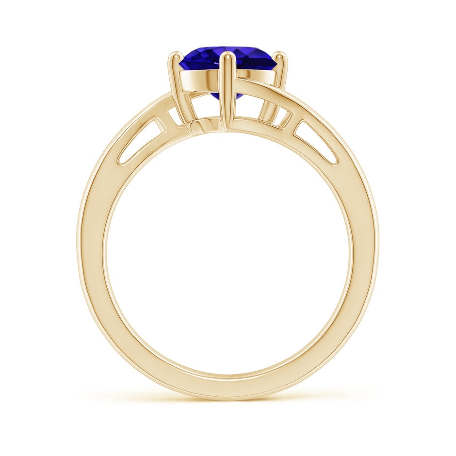 7mm AAAA Classic Round Tanzanite Solitaire Bypass Ring in Yellow Gold side 199