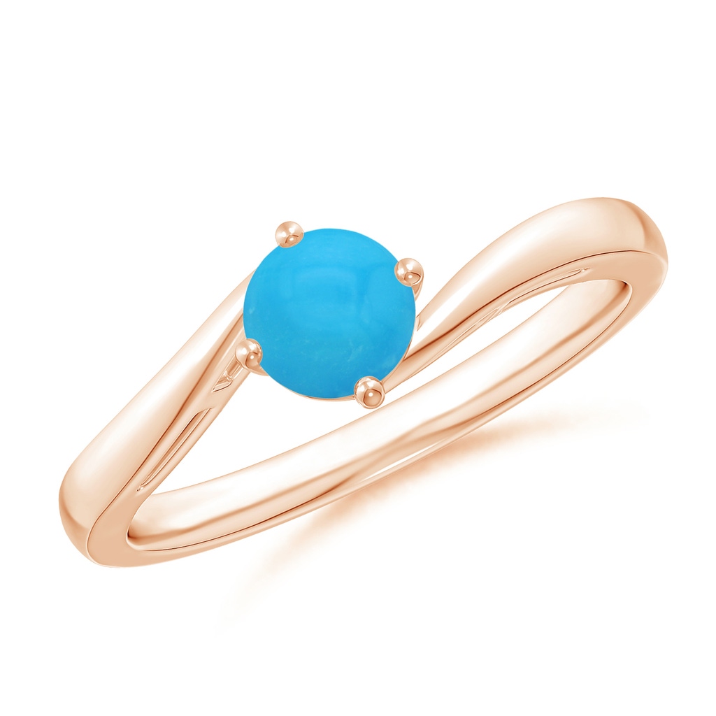 5mm AAAA Classic Round Turquoise Solitaire Bypass Ring in Rose Gold