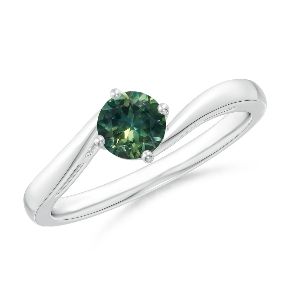5mm AA Classic Round Teal Montana Sapphire Solitaire Bypass Ring in P950 Platinum 