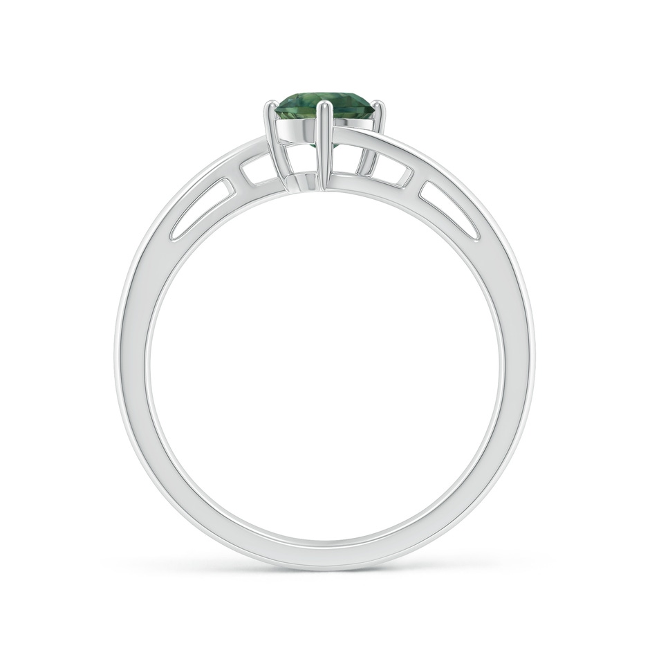 5mm AA Classic Round Teal Montana Sapphire Solitaire Bypass Ring in P950 Platinum side-1