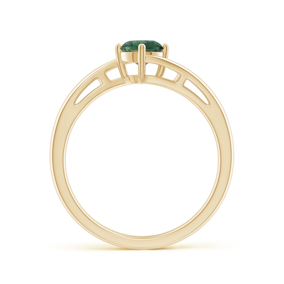 5mm AA Classic Round Teal Montana Sapphire Solitaire Bypass Ring in Yellow Gold side-1