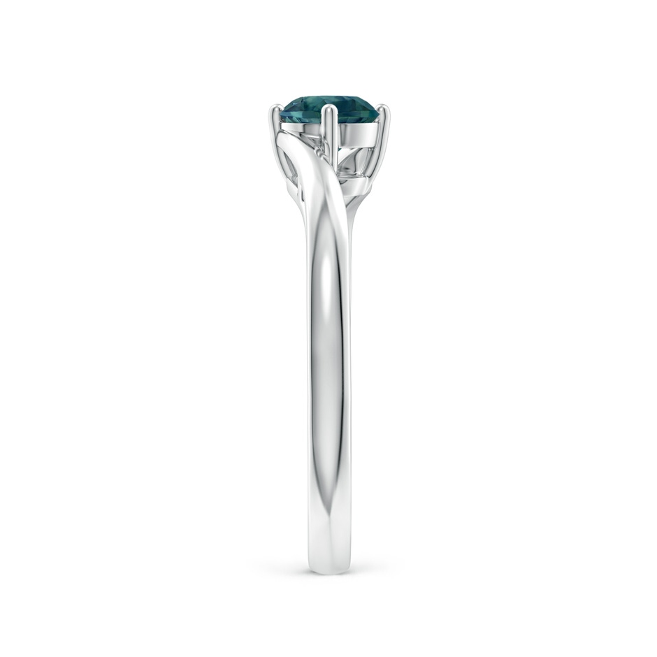 5mm AAA Classic Round Teal Montana Sapphire Solitaire Bypass Ring in P950 Platinum side-2