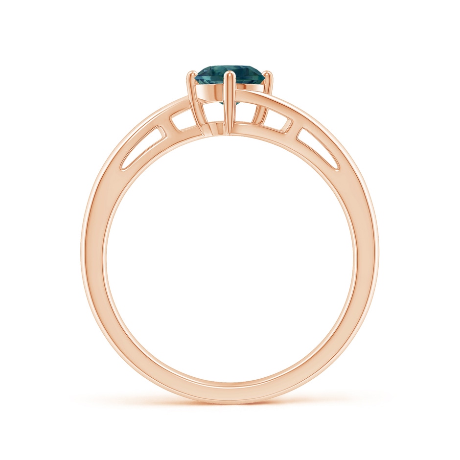 5mm AAA Classic Round Teal Montana Sapphire Solitaire Bypass Ring in Rose Gold side-1