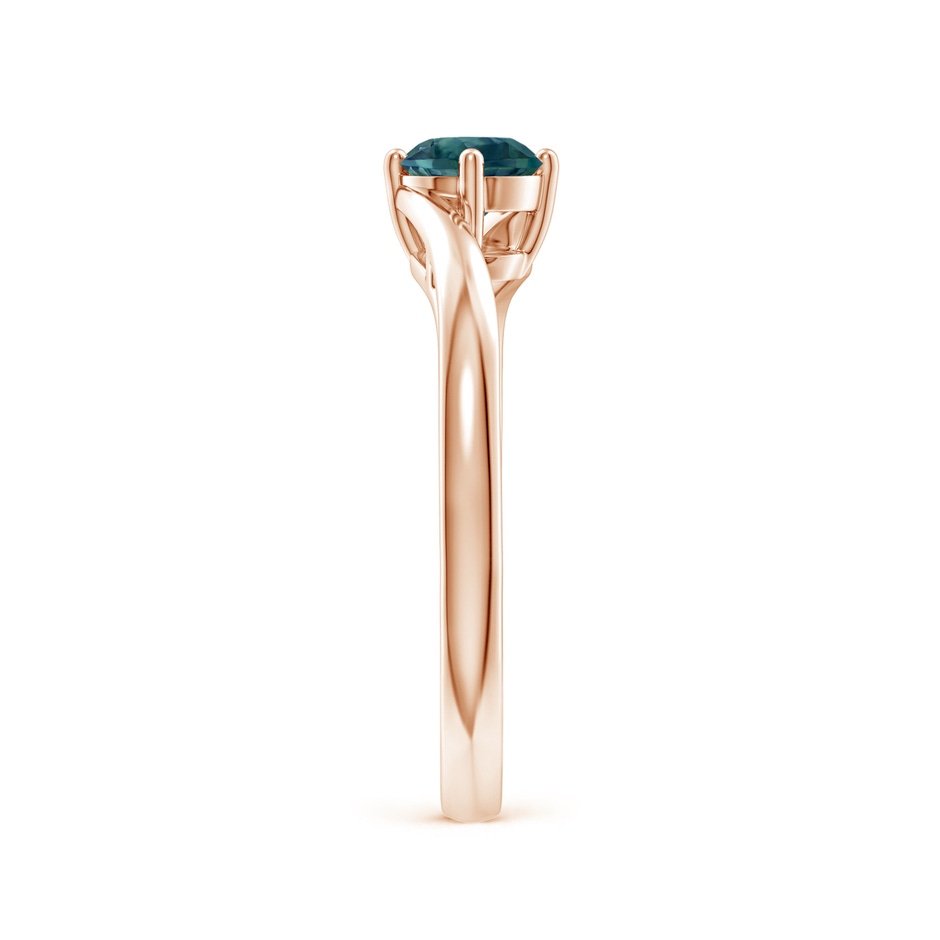 5mm AAA Classic Round Teal Montana Sapphire Solitaire Bypass Ring in Rose Gold side-2