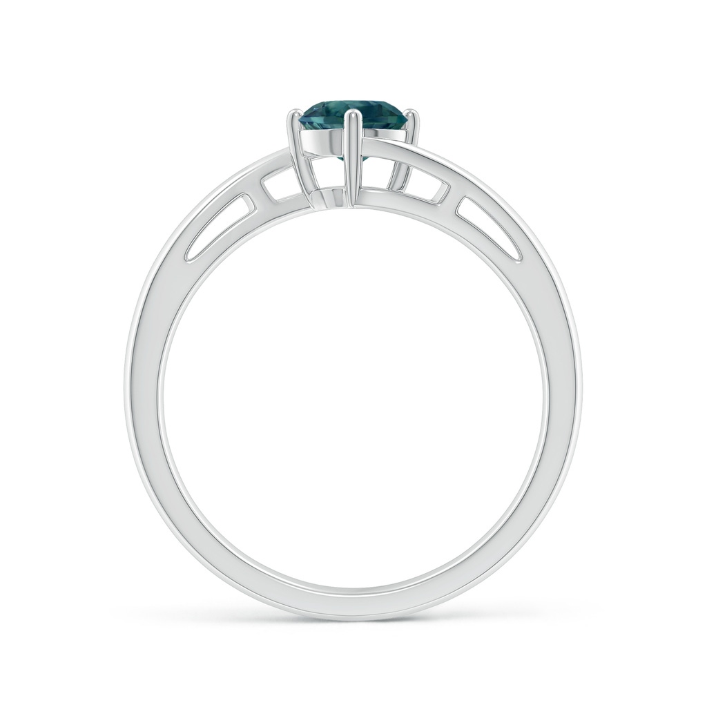 5mm AAA Classic Round Teal Montana Sapphire Solitaire Bypass Ring in White Gold - side_1