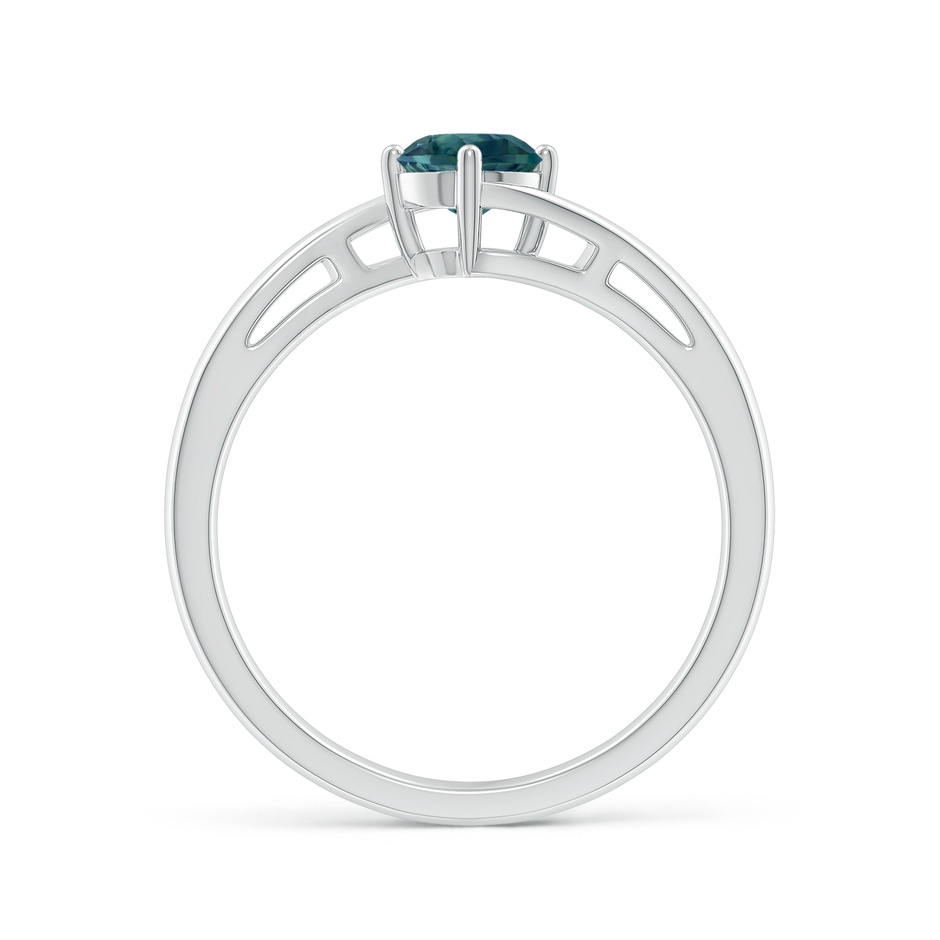 5mm AAA Classic Round Teal Montana Sapphire Solitaire Bypass Ring in White Gold side-1