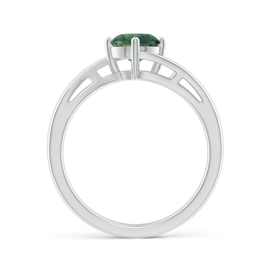 6mm AA Classic Round Teal Montana Sapphire Solitaire Bypass Ring in P950 Platinum side-1