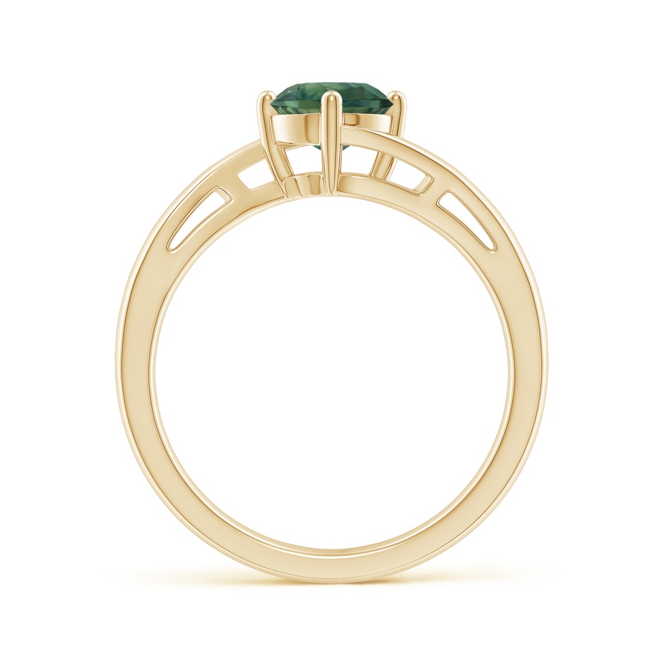 6mm AA Classic Round Teal Montana Sapphire Solitaire Bypass Ring in Yellow Gold side-1