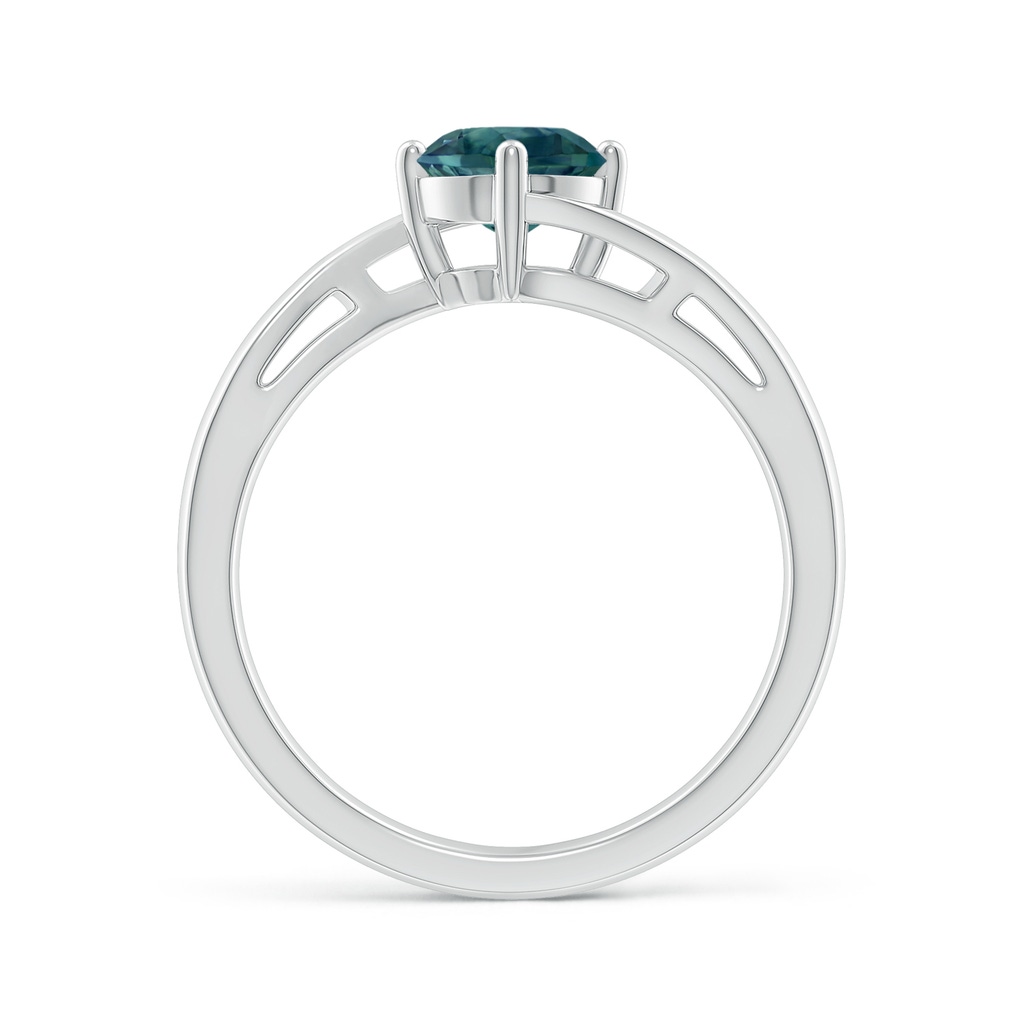 6mm AAA Classic Round Teal Montana Sapphire Solitaire Bypass Ring in P950 Platinum - side_1