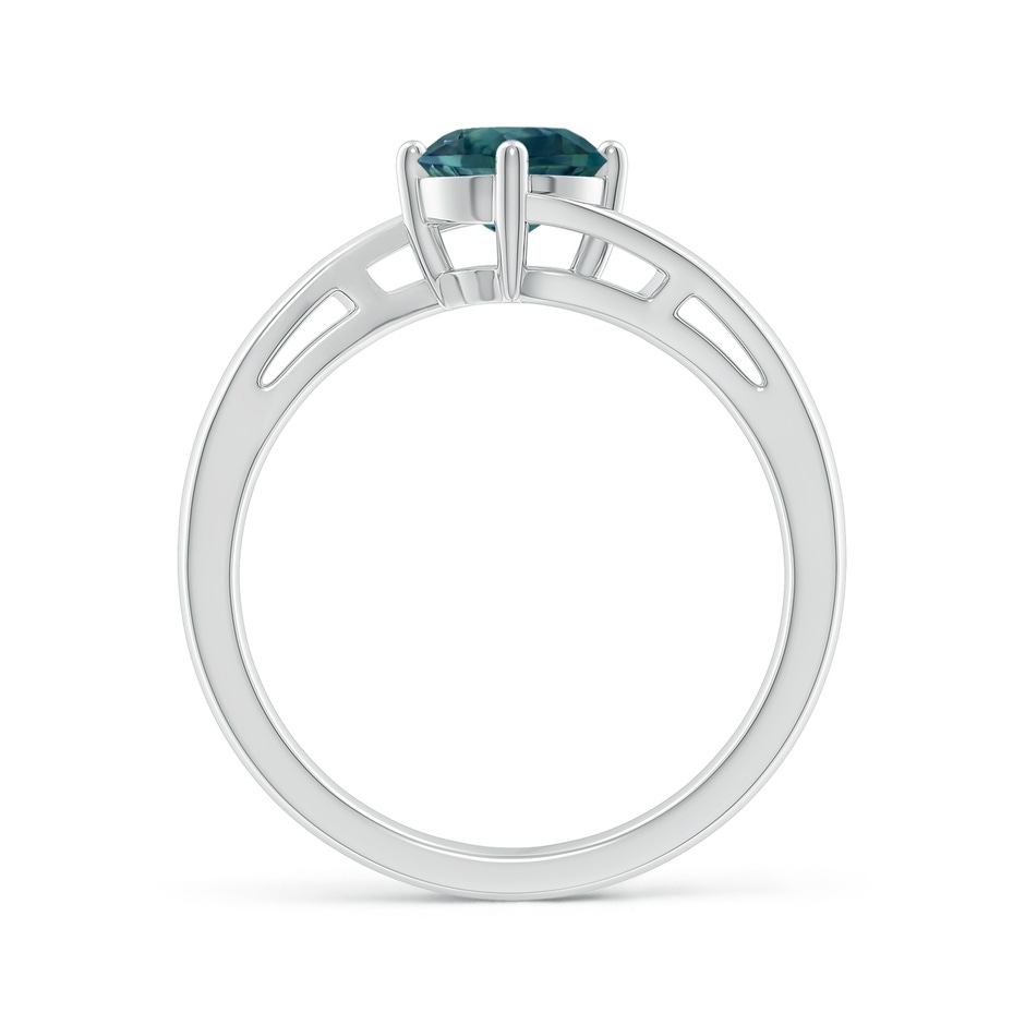 6mm AAA Classic Round Teal Montana Sapphire Solitaire Bypass Ring in P950 Platinum side-1