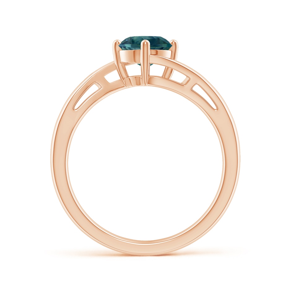 6mm AAA Classic Round Teal Montana Sapphire Solitaire Bypass Ring in Rose Gold side-1
