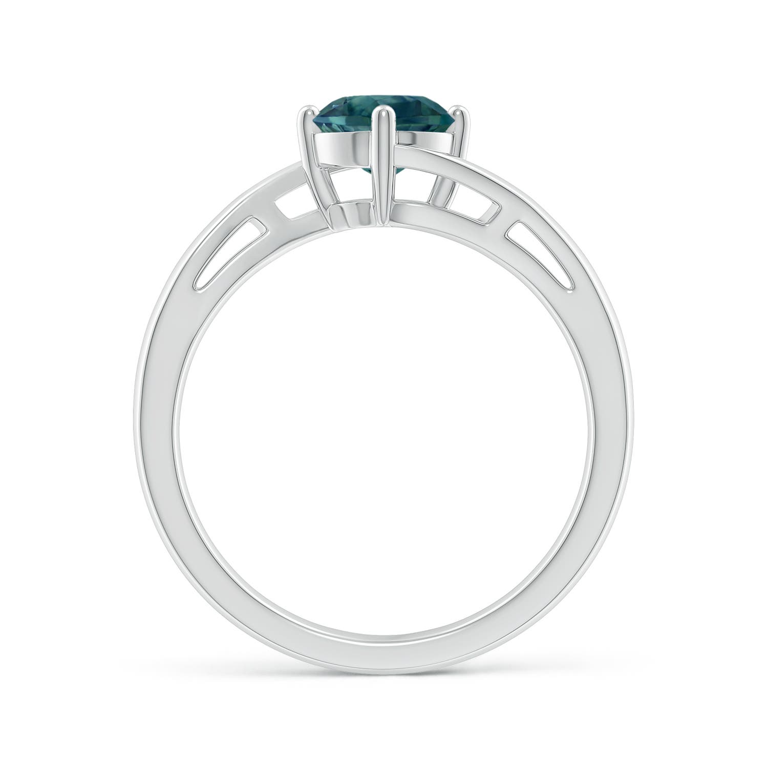 6mm AAA Classic Round Teal Montana Sapphire Solitaire Bypass Ring in White Gold